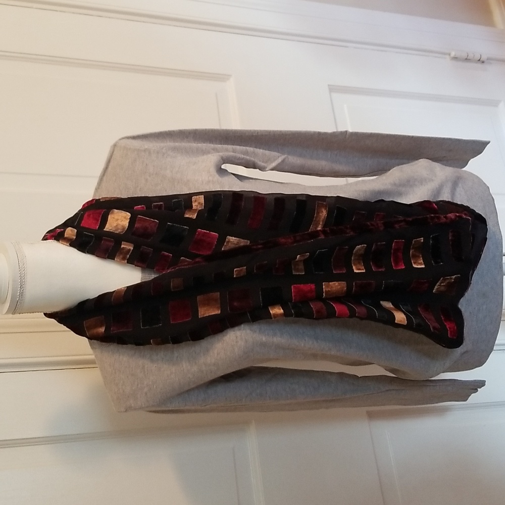 Burnout Silk and Velvet Scarf